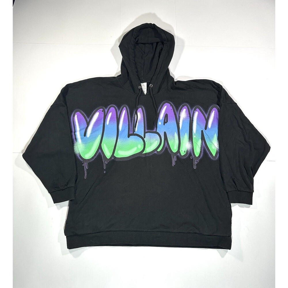 Disney Parks Villain Graphic Sweatshirt Women’s Size XL Black Oversized Hoodie
